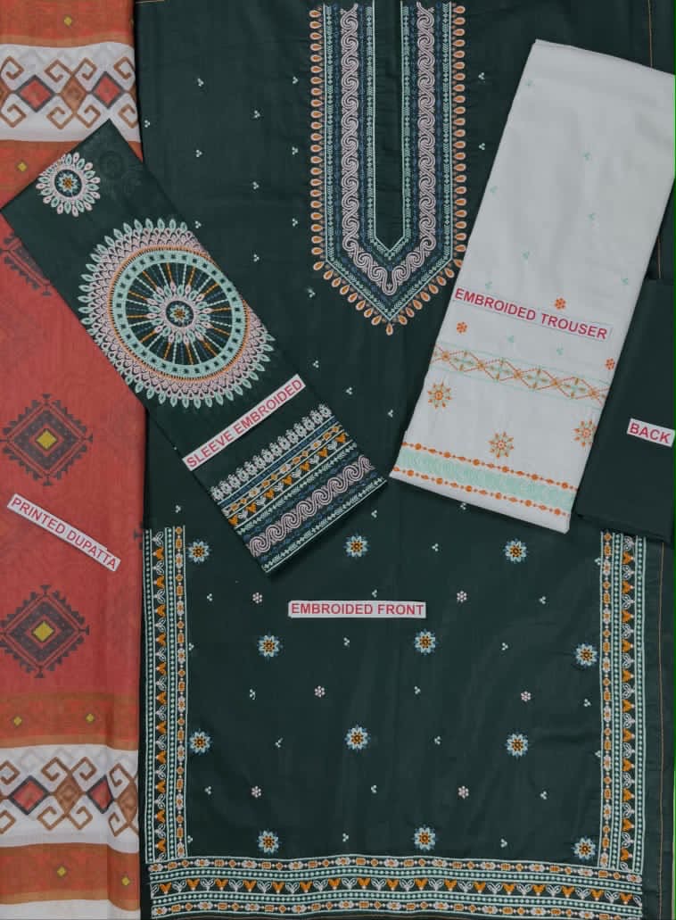 MARIA B GREE COLOR EMB 3PCS