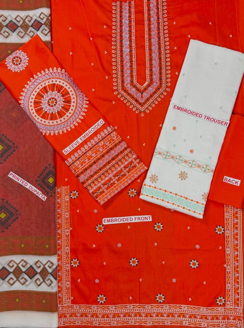 MARIA B ORANGE COLOR EMB 3PCS