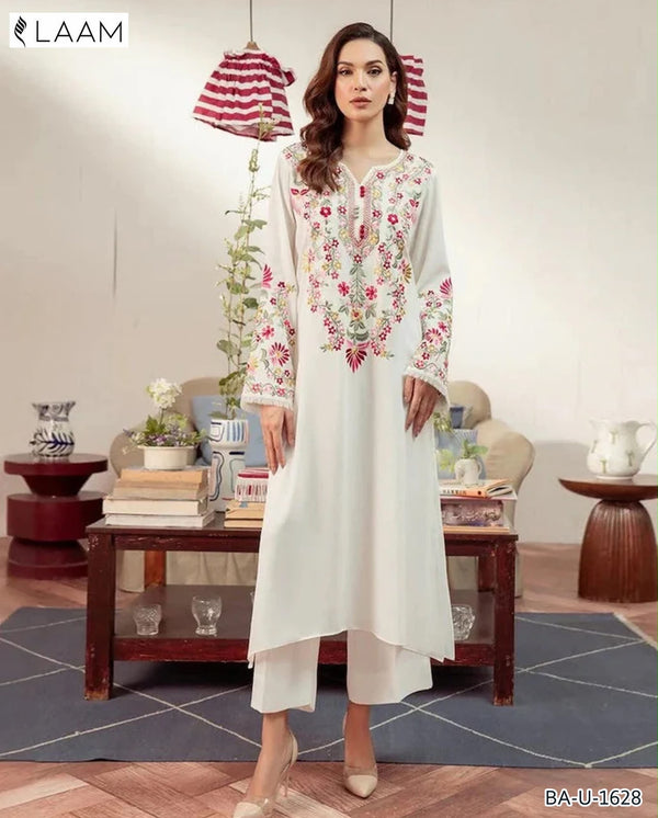LAAM WHITE COLOR EMB 2PCS