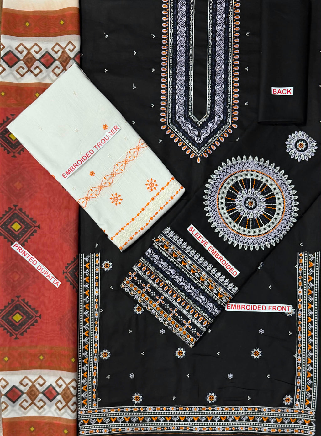 MARIA B BLACK EMB 3PCS