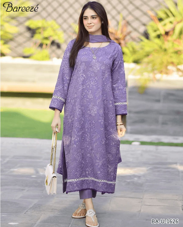 BAREEZE PURPLE COLOR EMB 3PCS