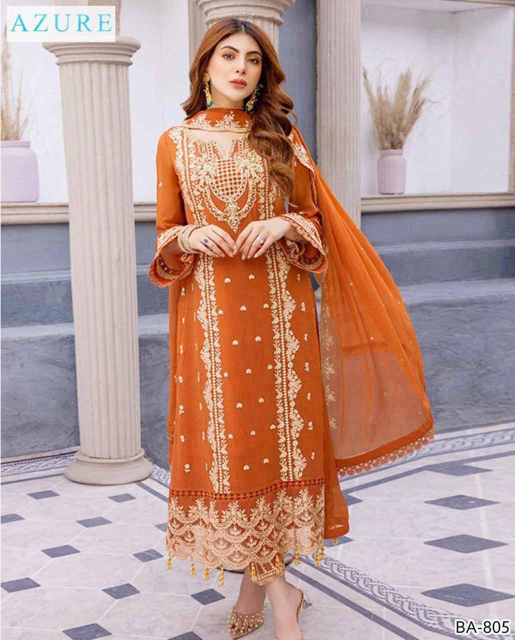 AZURE ORANGE COLOR EMB 3PCS