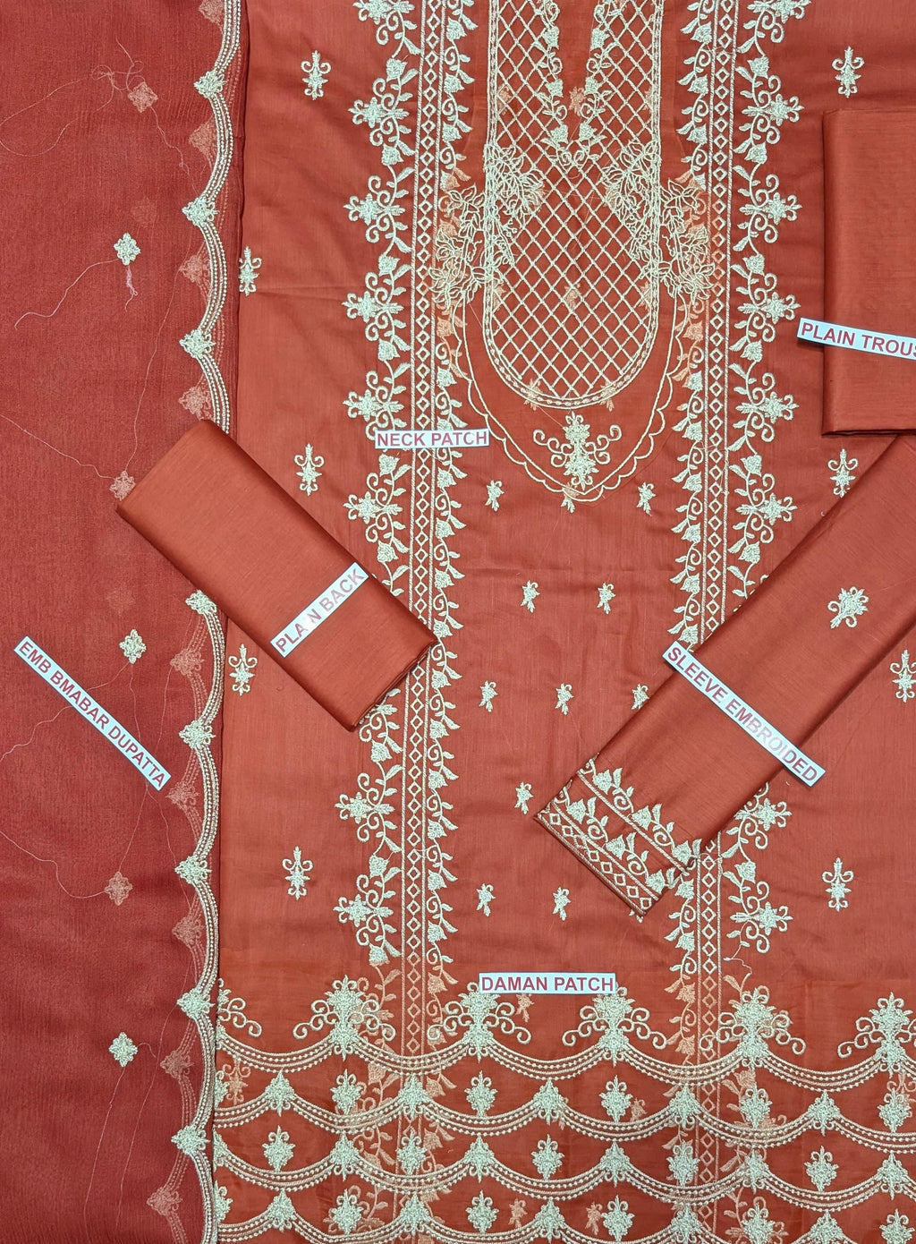 AZURE ORANGE COLOR EMB 3PCS
