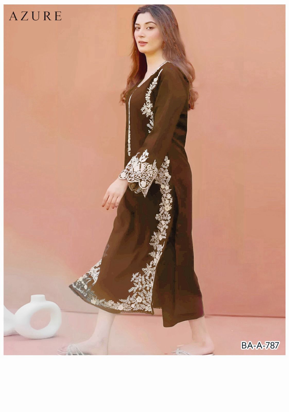 AZURE BROWN COLOR EMB 2PCS
