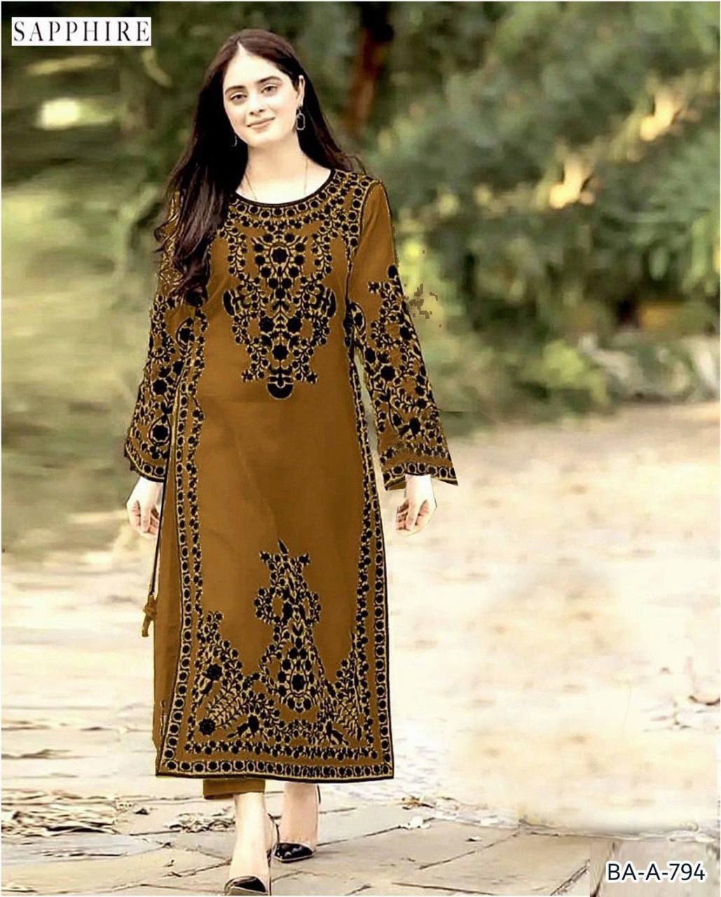 SAPPHIRE BROWN COLOR EMB 2PCS