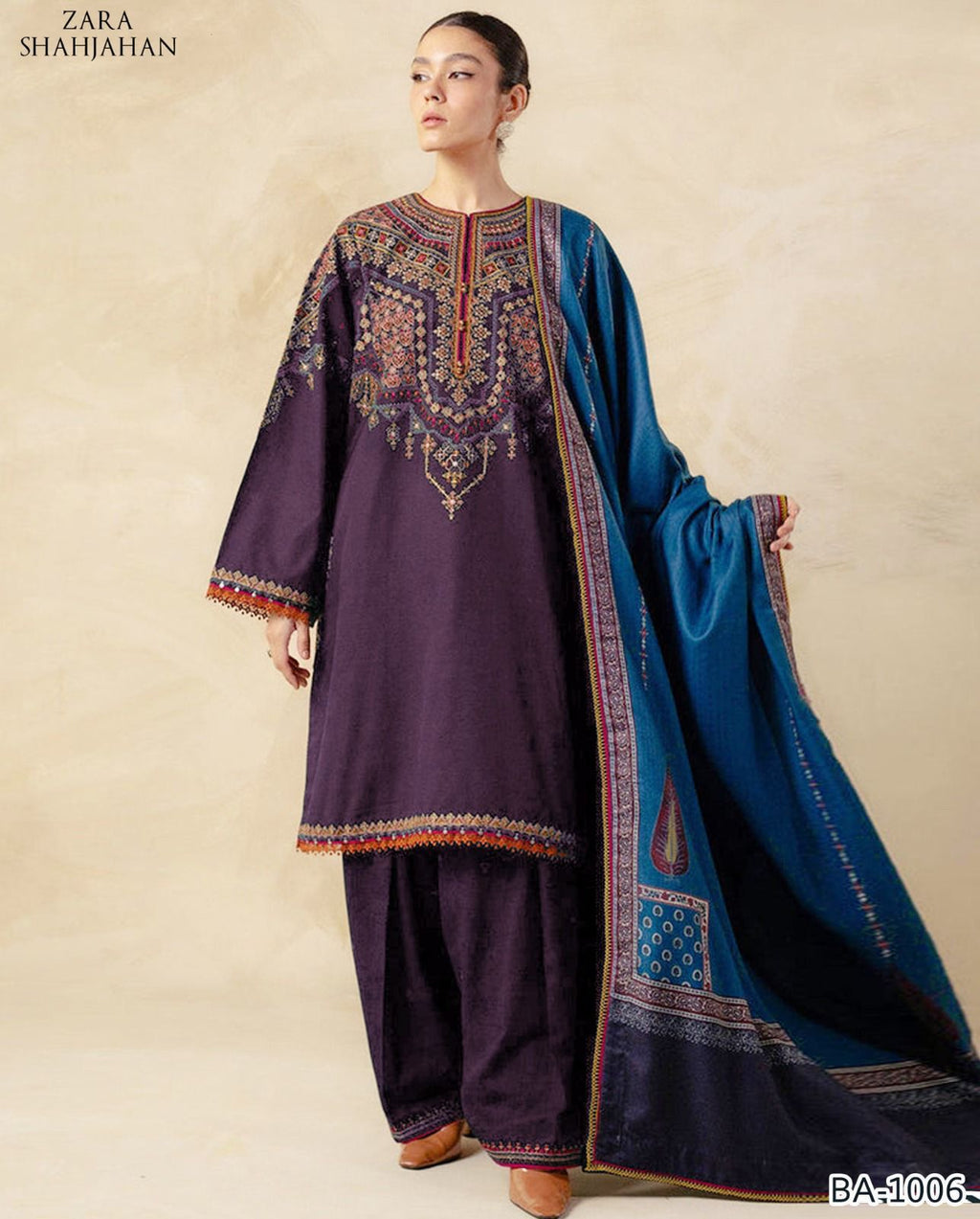 ZARA SHAHJAHAN PURPEL COLOR EMB 2PCS