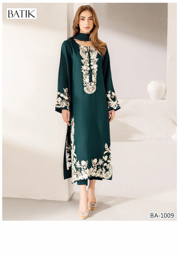 BATIK GREEN COLOR EMB 2PCS