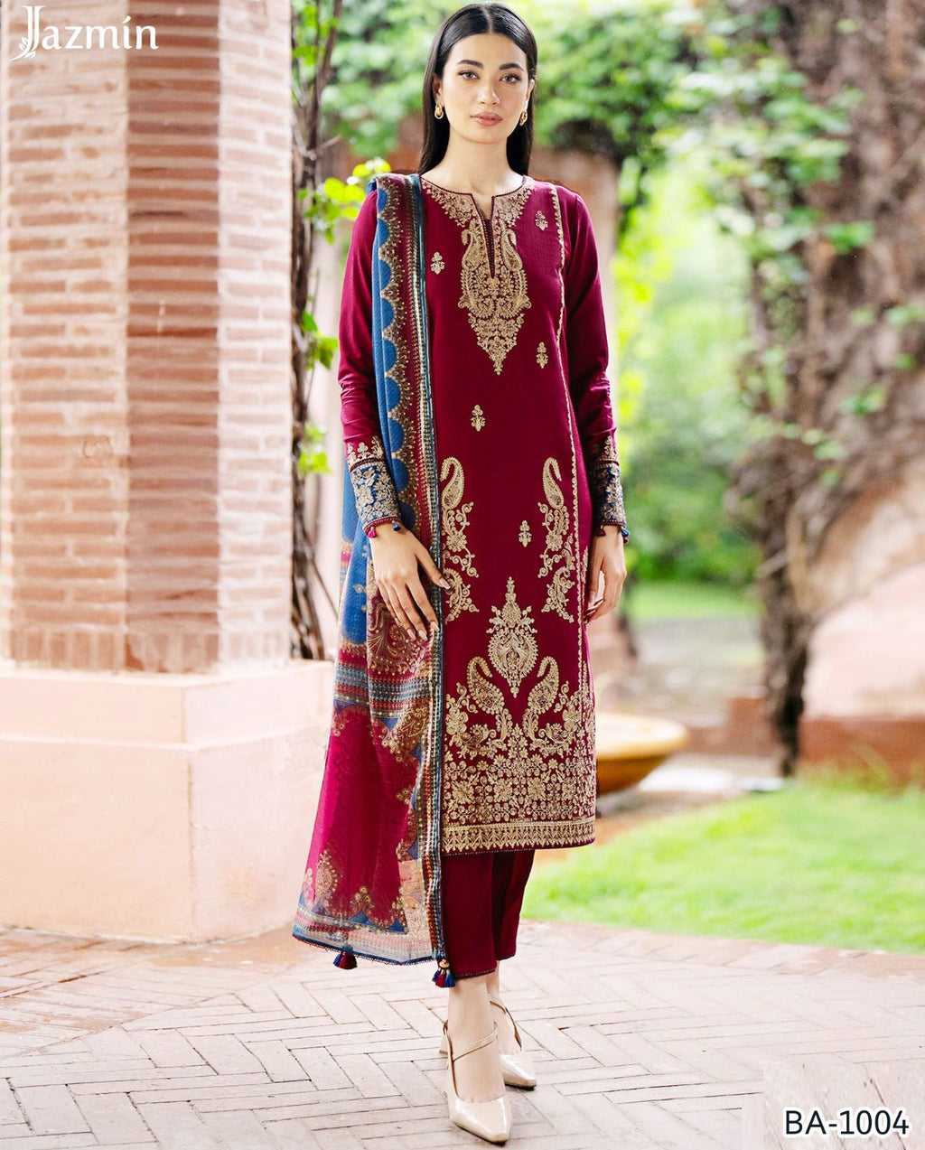 JAZMIN RED COLOR EMB 2PCS
