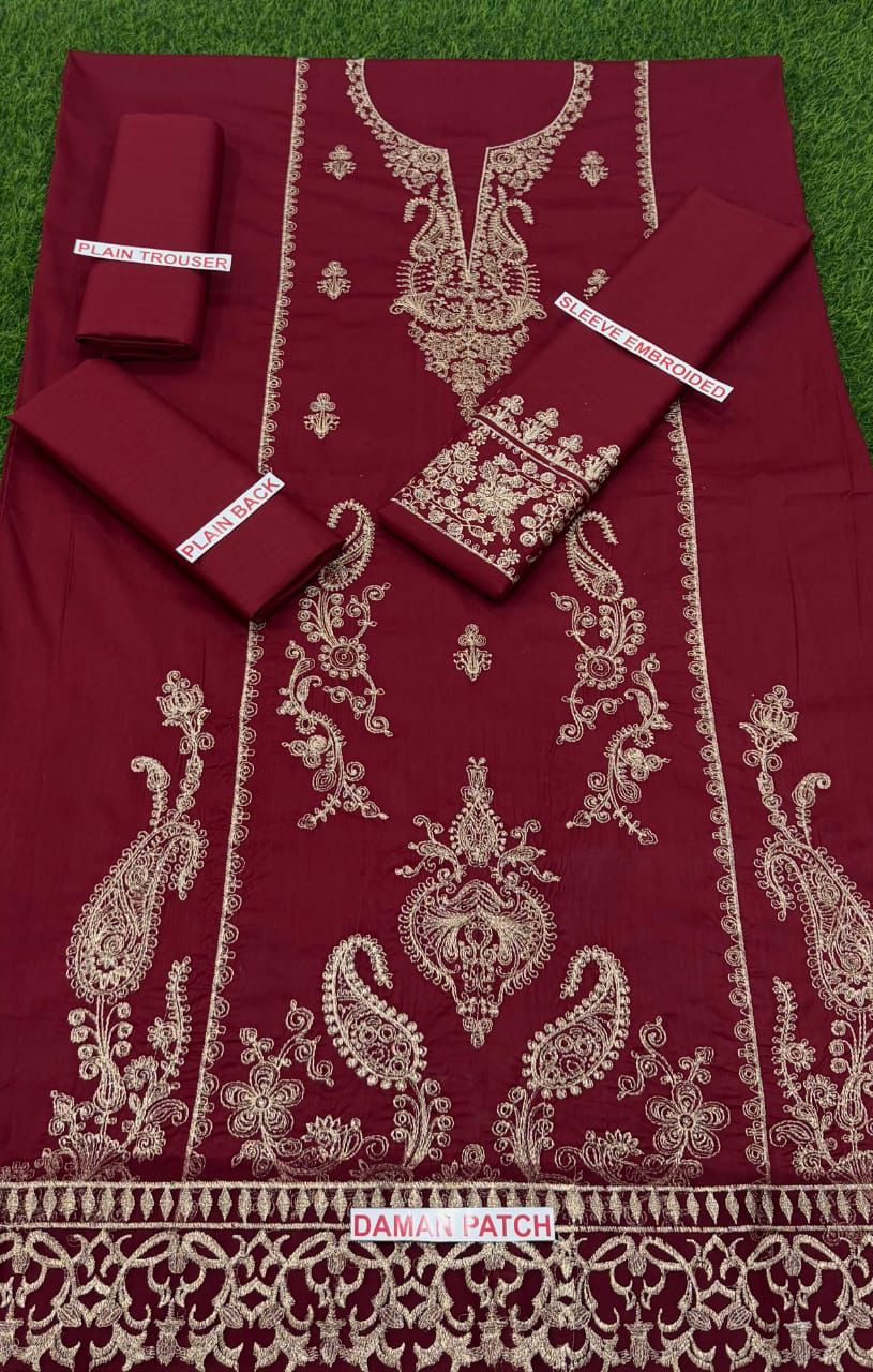 JAZMIN RED COLOR EMB 2PCS