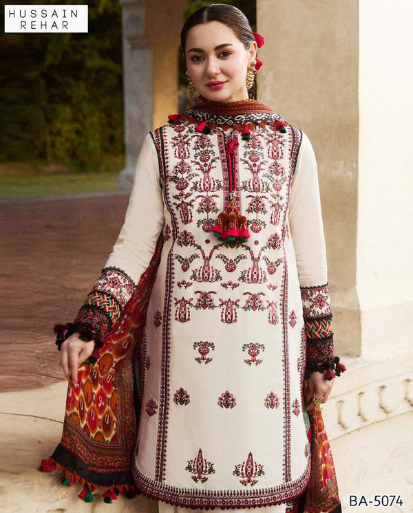 HUSSAIN REHAR WHITE COLOR EMB 2PCS