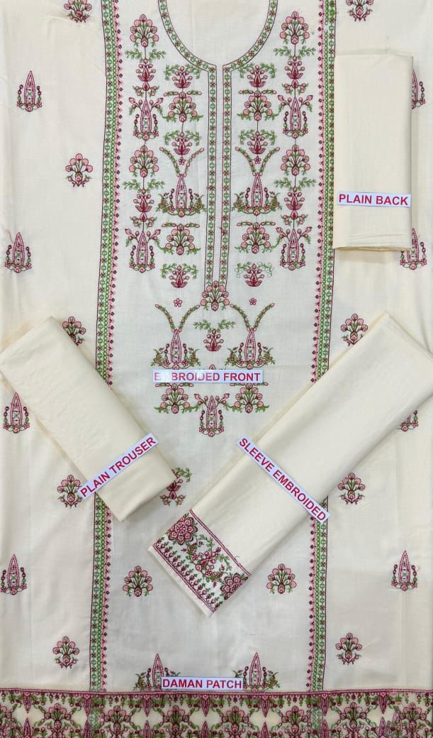 HUSSAIN REHAR WHITE COLOR EMB 2PCS