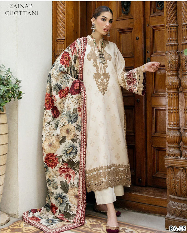 ZAINAB CHOTTANI WHITE COLOR EMB 2PCS