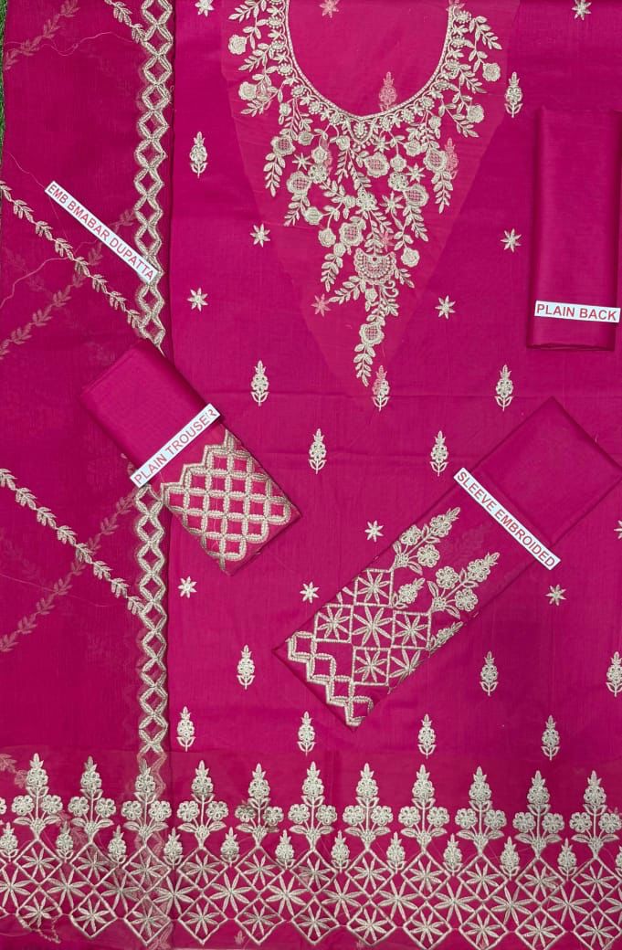 SUNNIA MINAHIL PINK COLOR EMB 3PCS