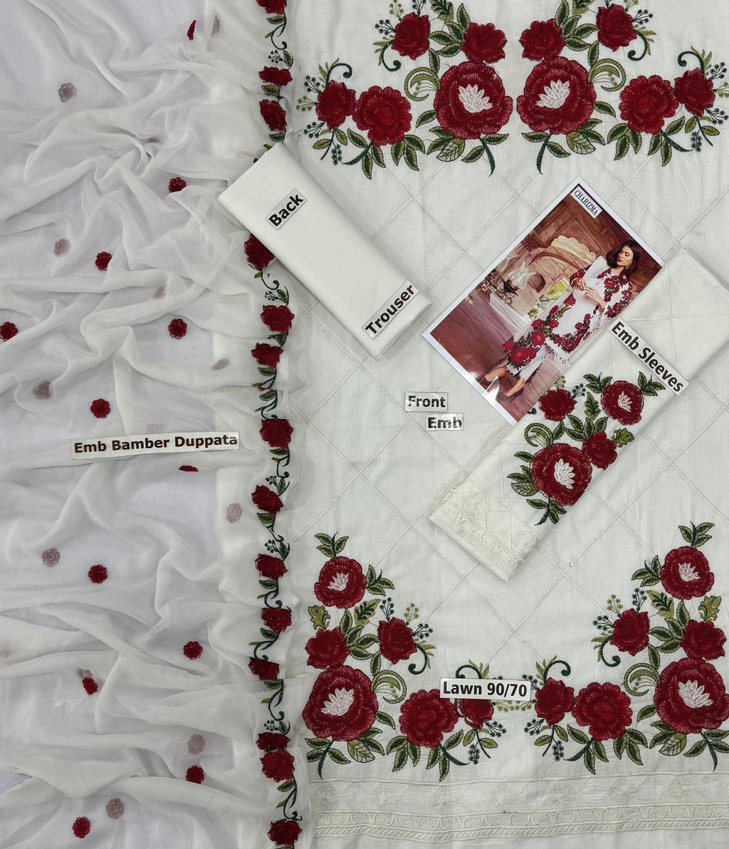 CHARIZMA WHITE COLOR  EMB 3PC