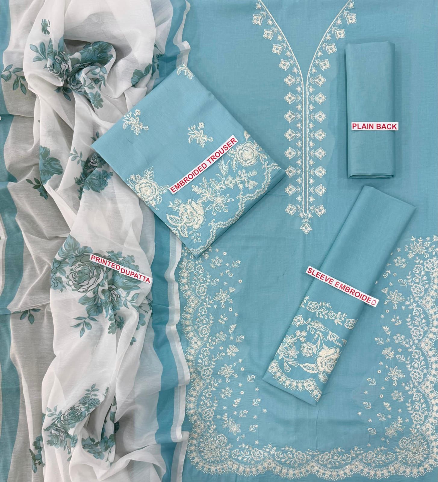 SKY BLUE COLOR ZARA SHAH JAHNAN EMB 3PC