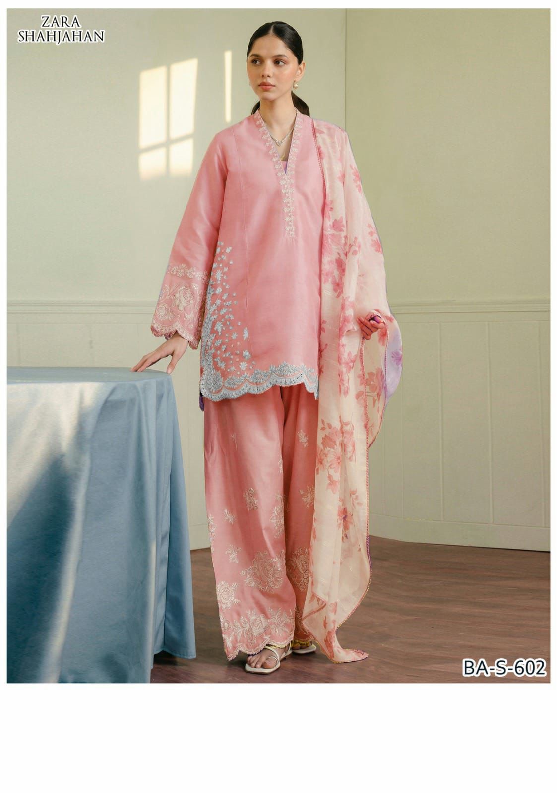 LIGHT PINK COLOR ZARA SHAH JAHNAN EMB 3PC