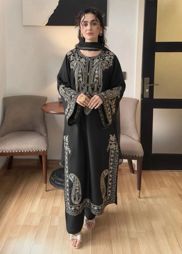 AFREEN EMB BLACK  COLOR 3PC