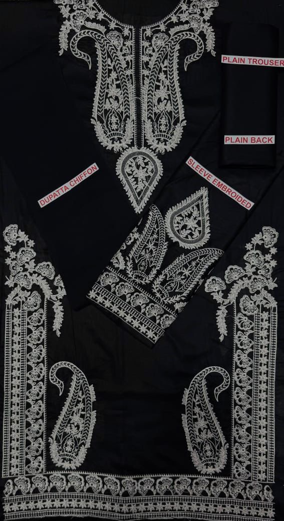 AFREEN EMB BLACK  COLOR 3PC