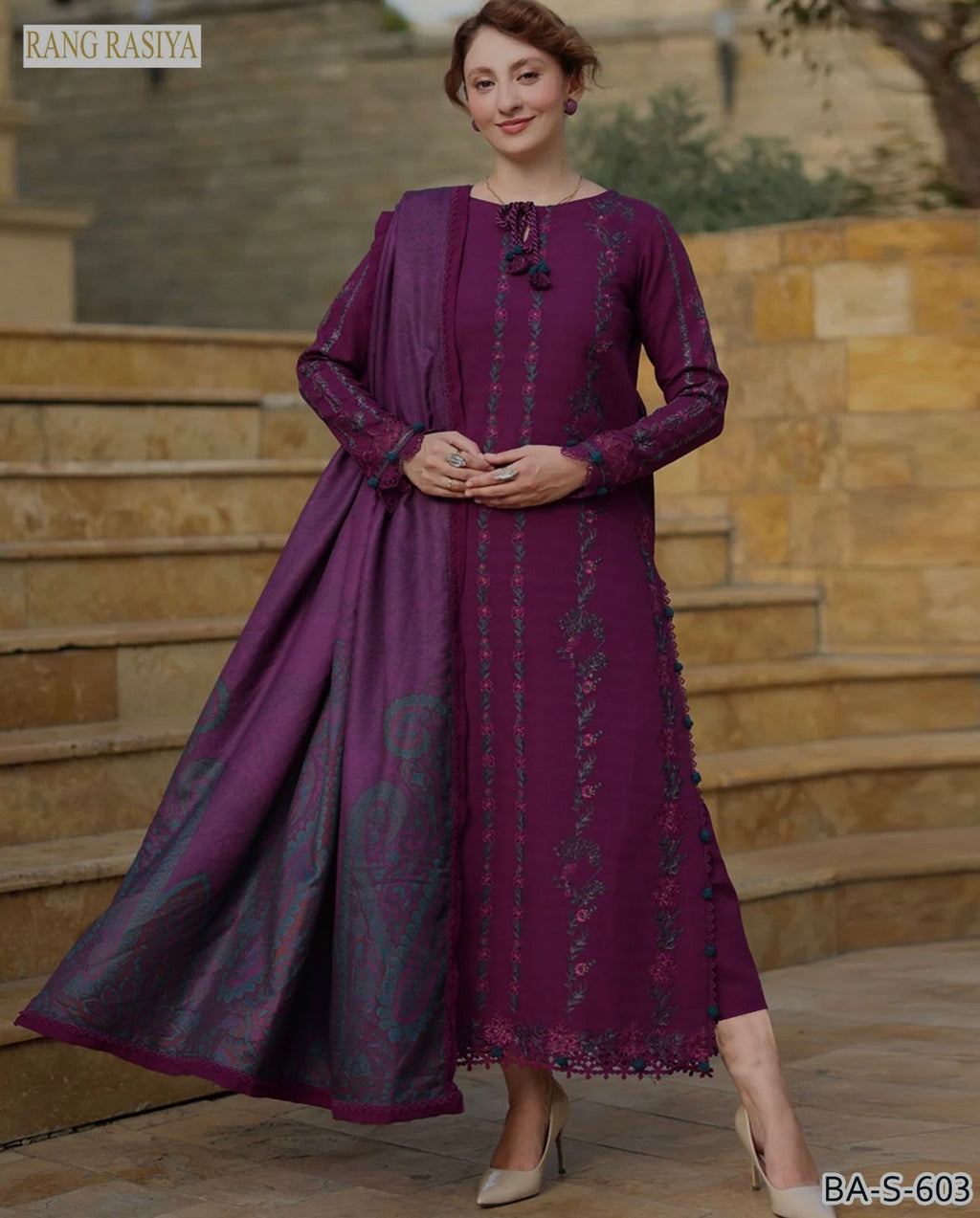 RANG RASIYA PURPLE COLOR EMB 3PC