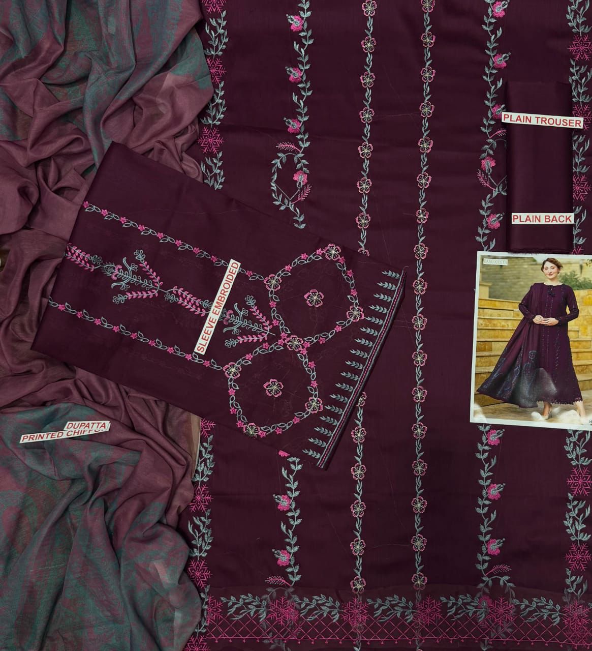 RANG RASIYA PURPLE COLOR EMB 3PC
