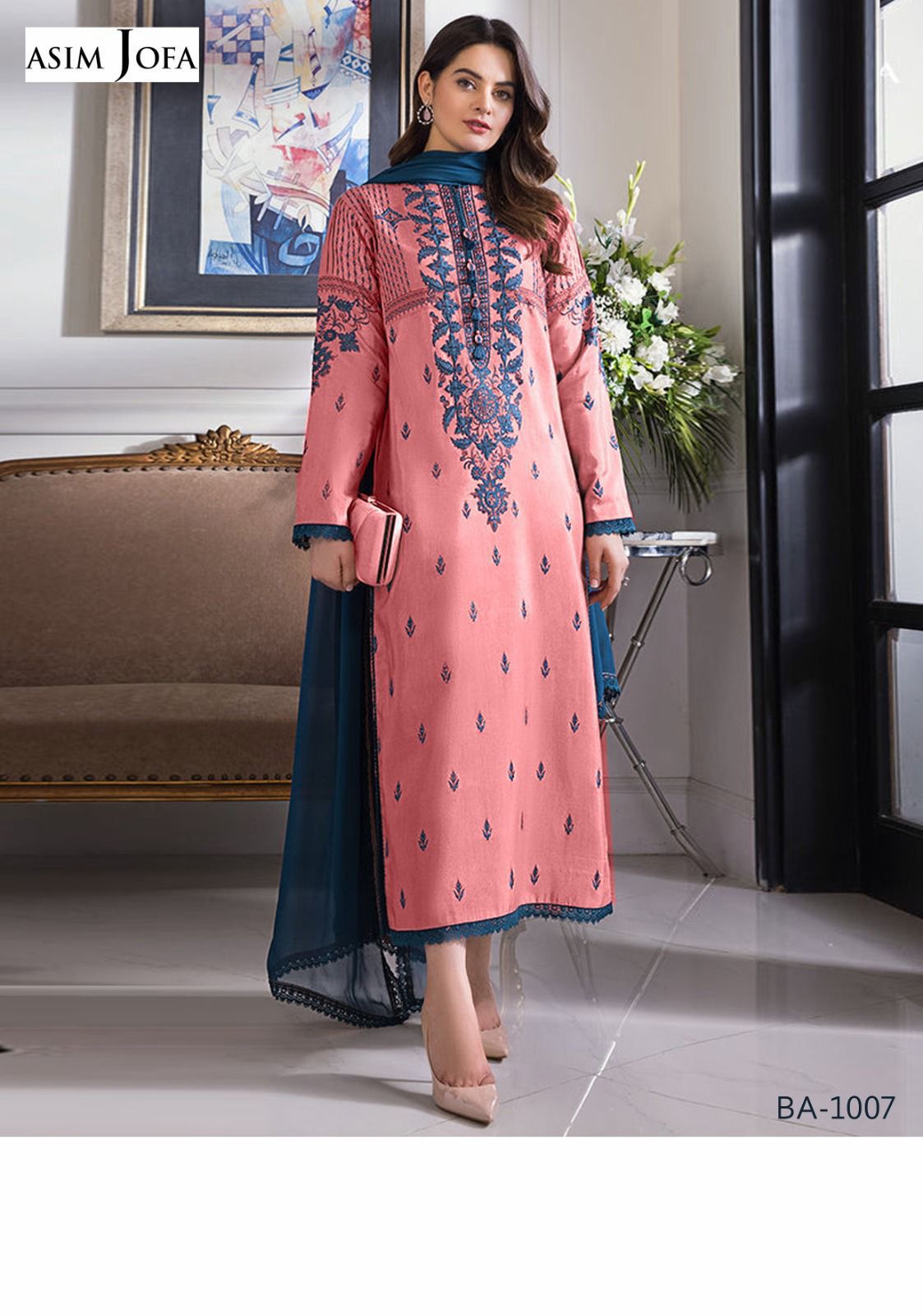 ASIM JOFA BABY PINK COLOR EMB 3PC