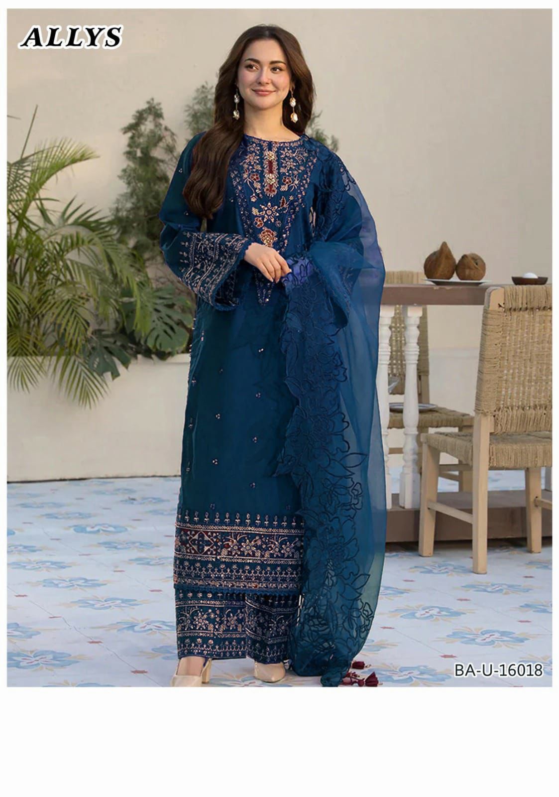 ALYYAS HANIA AMIR EMB 3PC ZINK COLOR