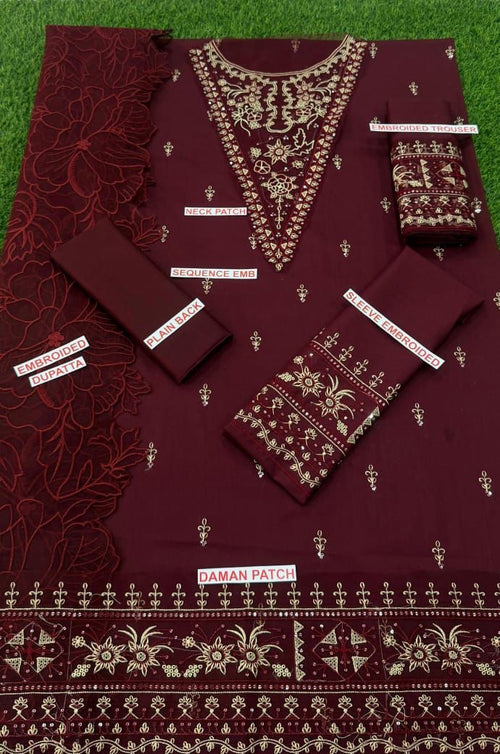 ALYYAS HANIAAMIR 3PC AMB MEHROON COLOR