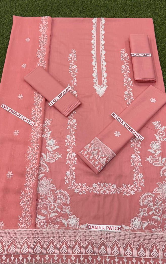 ZAEQASH EMB 3PC PINK COLOR